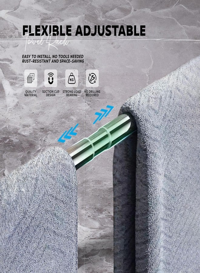 MIORAH Adjustable Towel Bar 60-112cm - Suction & Adhesive Wall Mounted Towel Rack for Bathroom | No Drill, Rustproof - Image 4